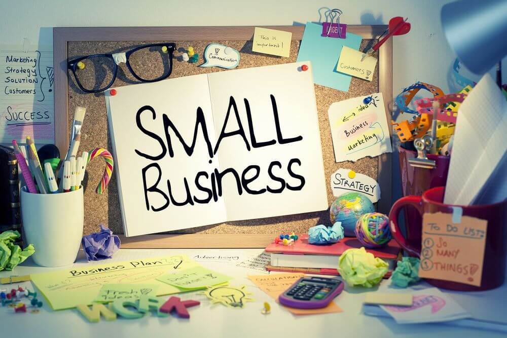 Small business team working together in a modern office